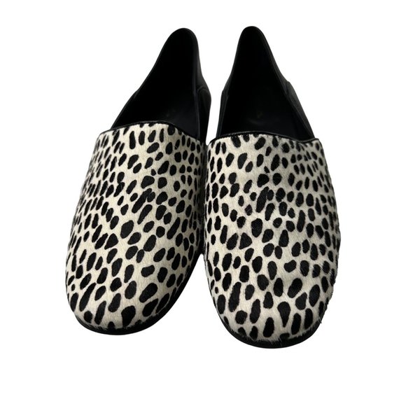Clarks Pure Tone size 6.5M 37 EU black leather snow leopard almond toe flats - Picture 3 of 9